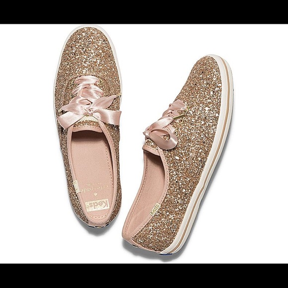 kate spade Shoes - Kate Spade Rose Gold Glitter Keds size 10